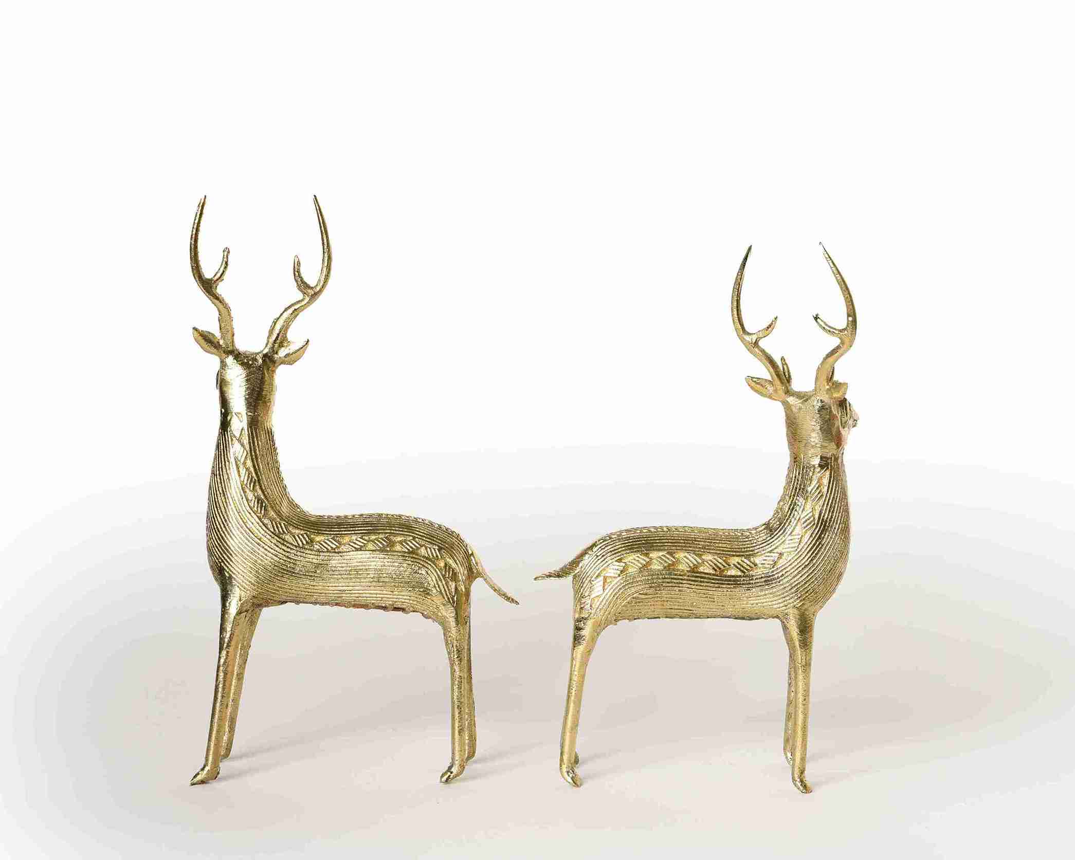 Brass Standing Deer Pair

