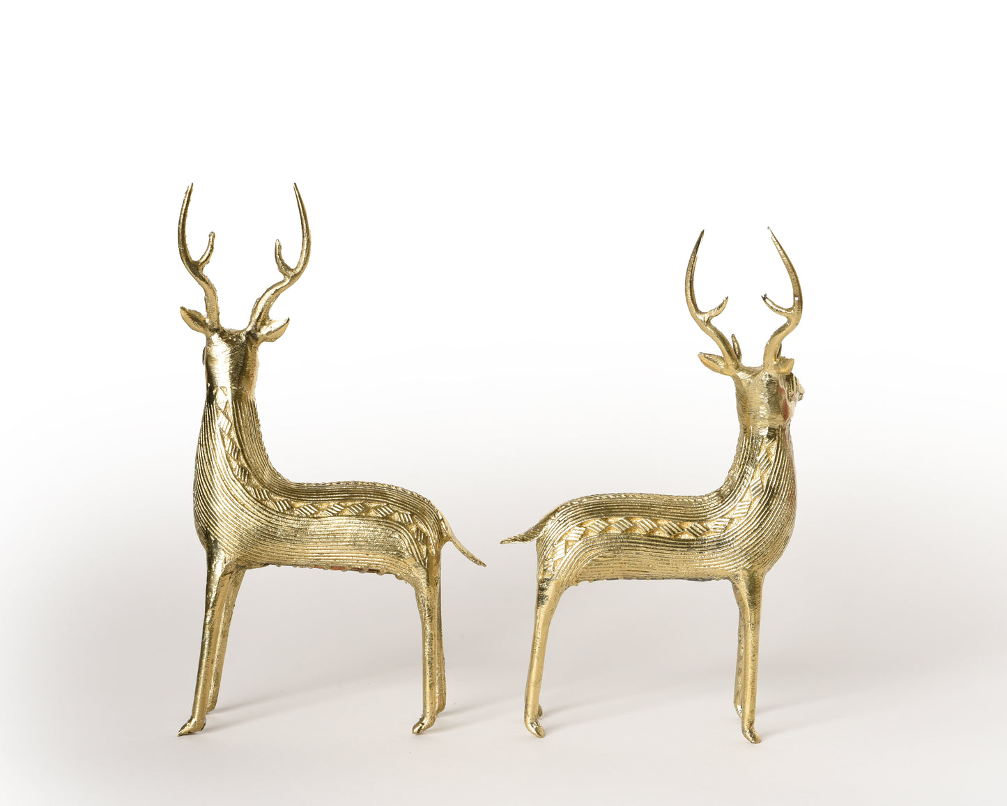 Brass Standing Deer Pair
