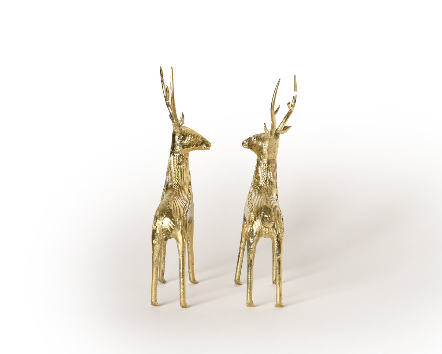 Brass Standing Deer Pair, Dokra Brass Decor, Showpiece, Vastu, Pack of 2