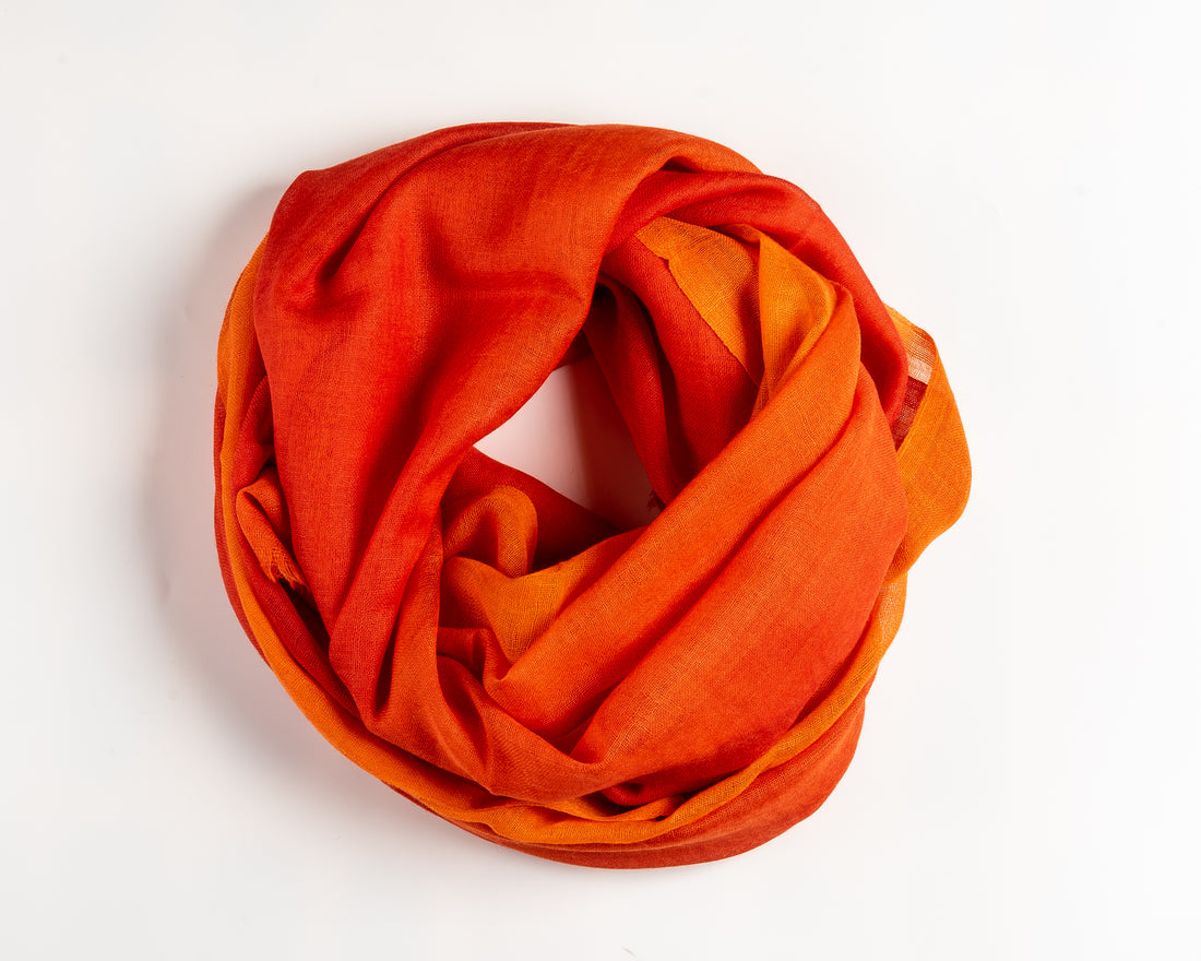 Orange & Red Handloom Scarf 
