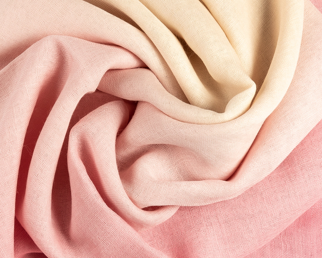 Soft gradient fabric in pastel pink and beige tones