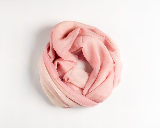 Handloom Pink & White Scarf 
