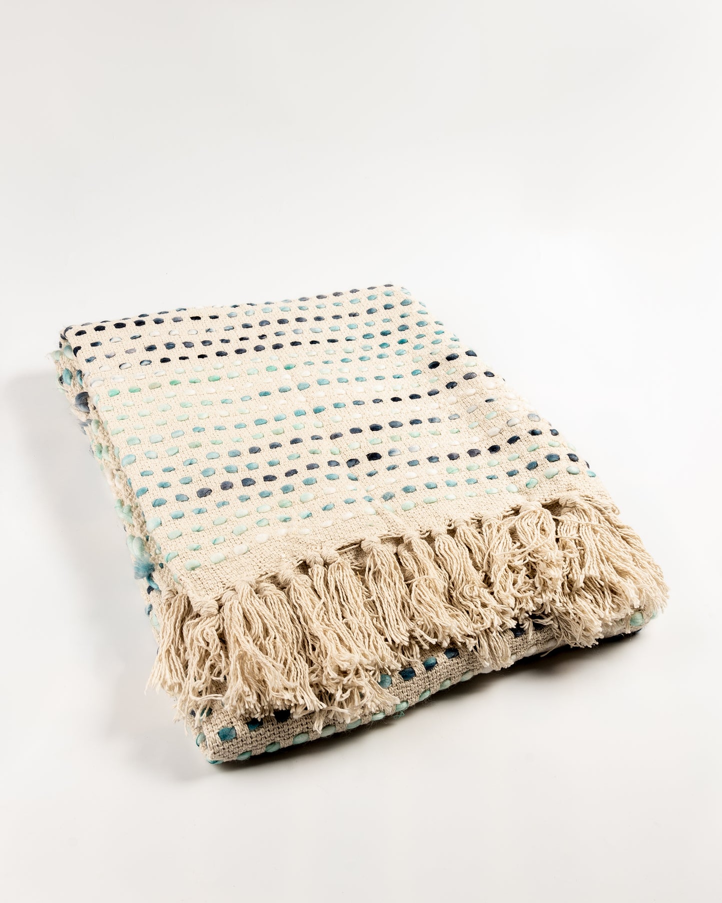 Turquoise Dots Patterned Throw
