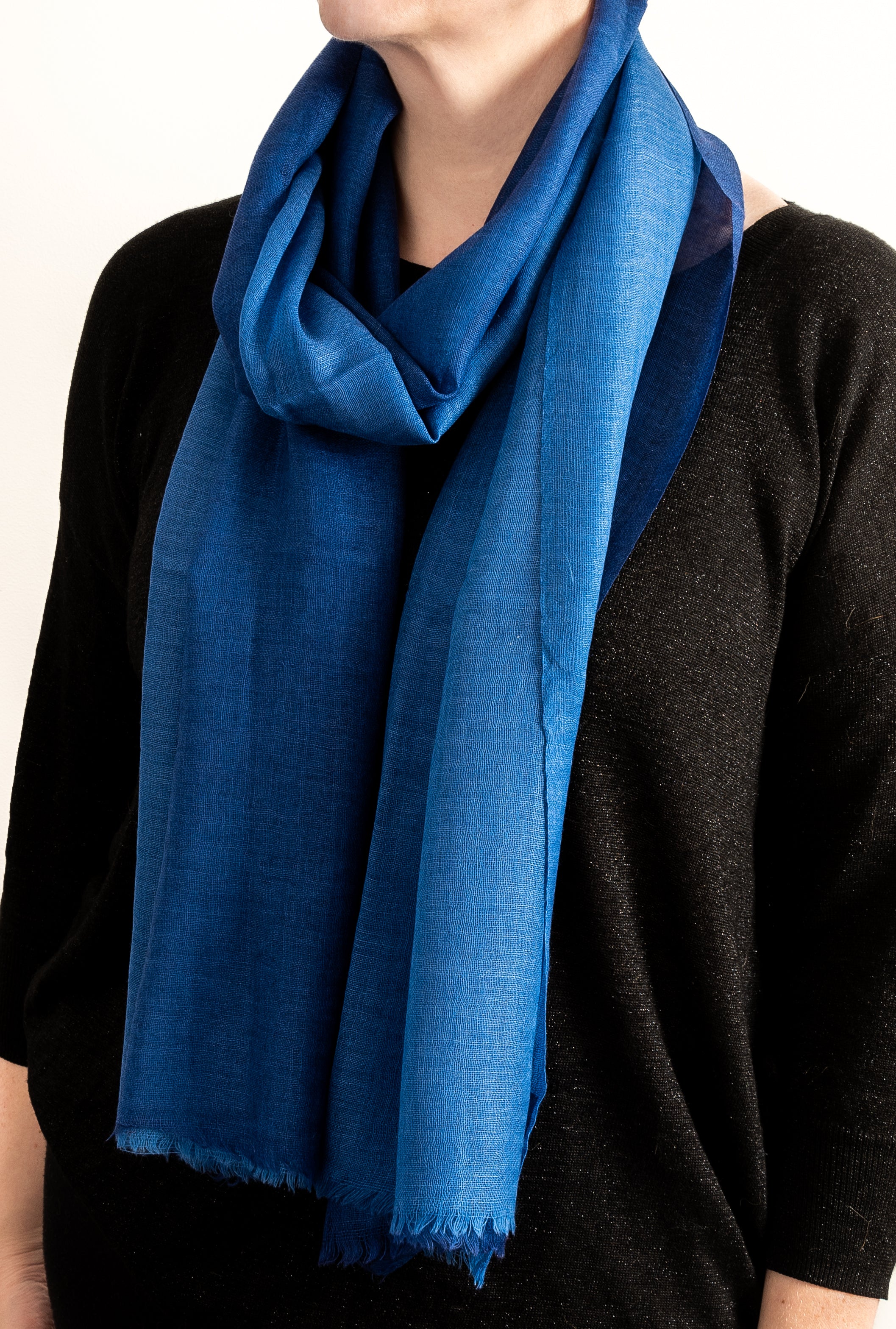 Navy Blue Handloom Scarf 

