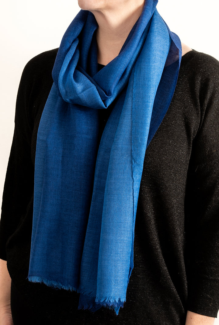 Navy Blue Handloom Scarf 
