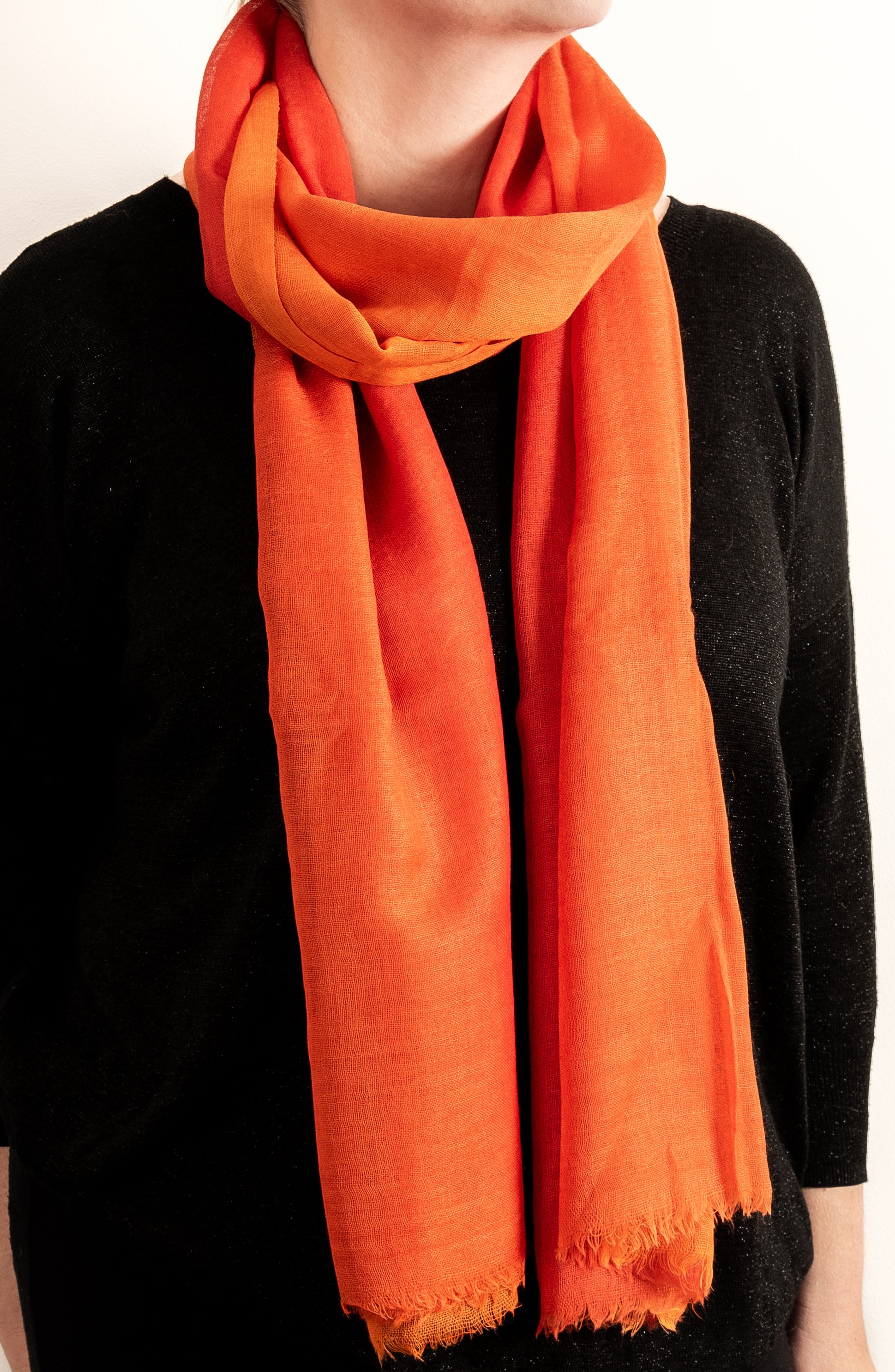 Orange & Red Handloom Scarf 
