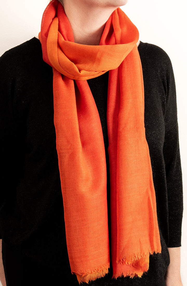 Orange & Red Handloom Scarf 
