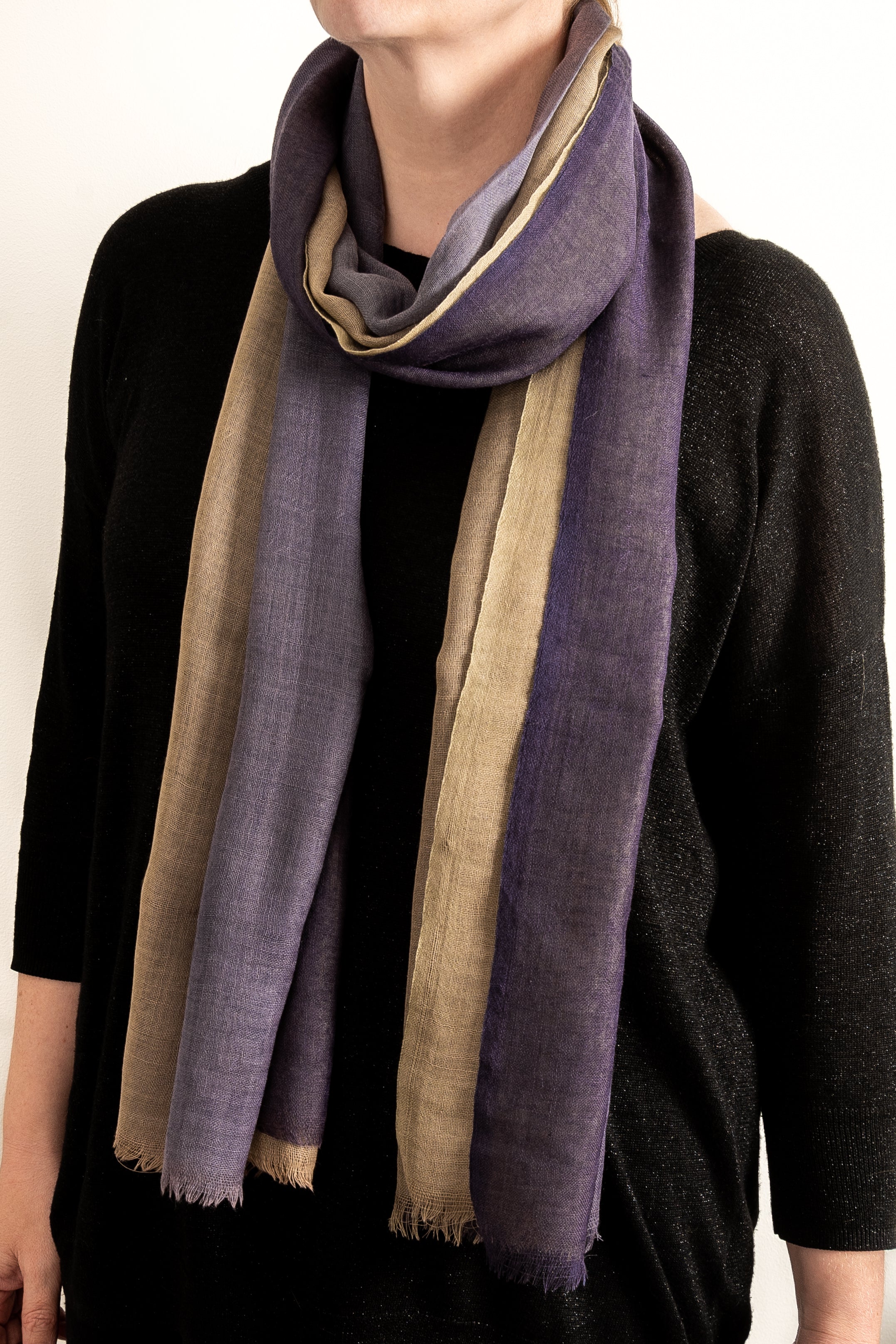 Grey & Gold Handloom Scarf 

