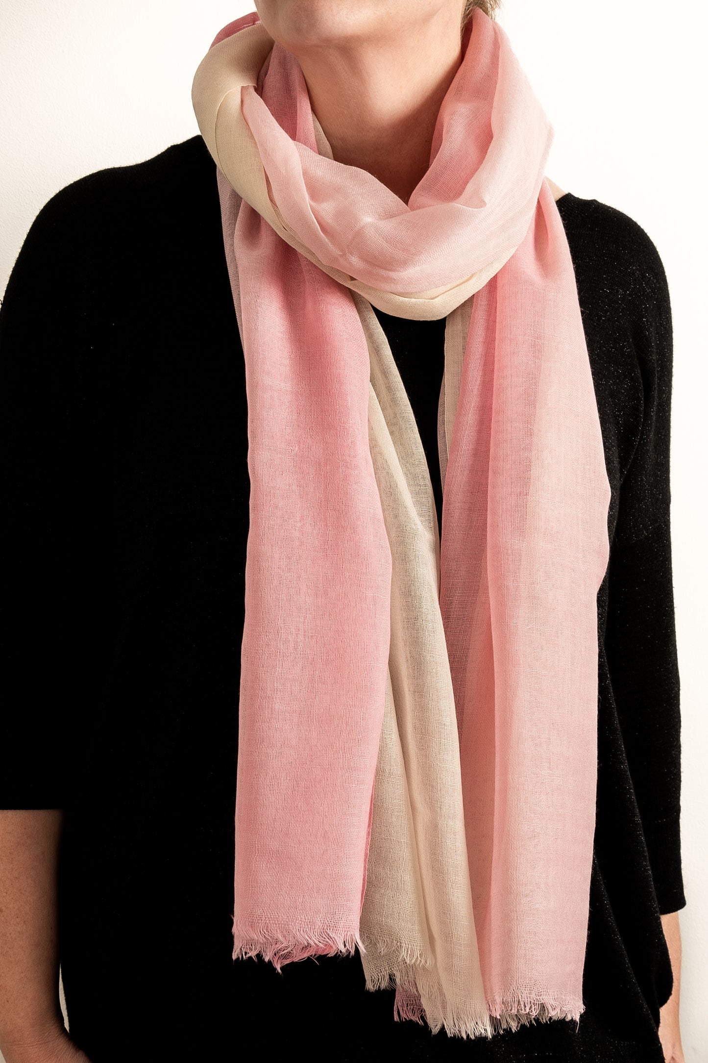 Handloom Pink & White Scarf 
