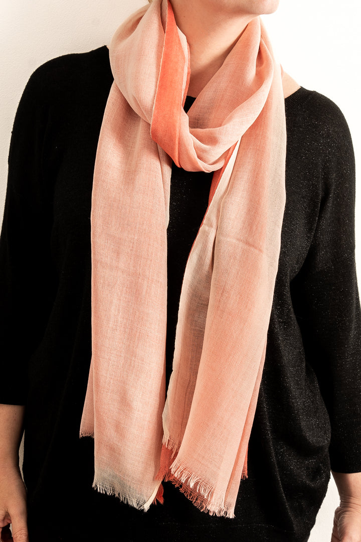Peach & White Handloom Scarf
