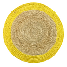 Round Jute Rug Beige & Yellow Border 60cm