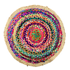 Jute Chindi Multicolor Braid Round Rag Rug, Boho Rustic