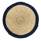 Handwoven Round Jute Rug Beige & Blue Border 60cm