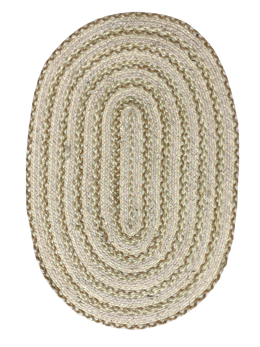 Divinehandicrafts Natural Jute Rug 60x90 cm Oval Reversible Area Rugs for Bedroom, Kitchen, Living Room
