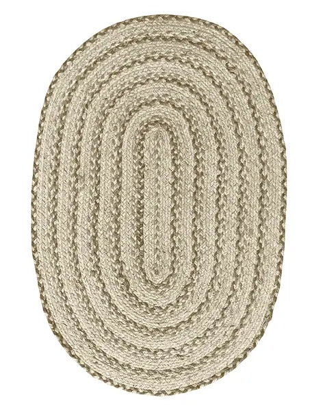 Beige braided rug on a white background