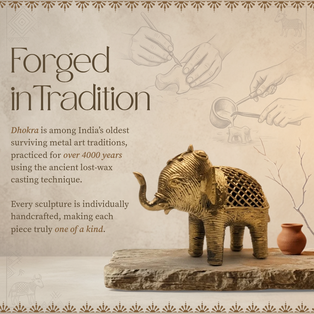 Dhokra Metal Elephant Statue