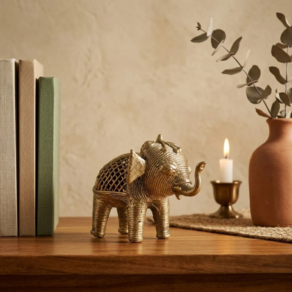 Dhokra Metal Elephant Statue