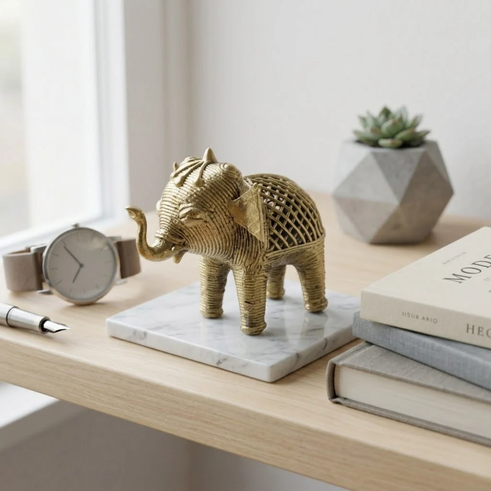 Dhokra Metal Elephant Statue