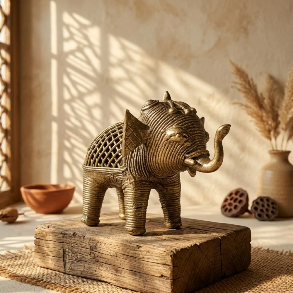 Dhokra Metal Elephant Statue