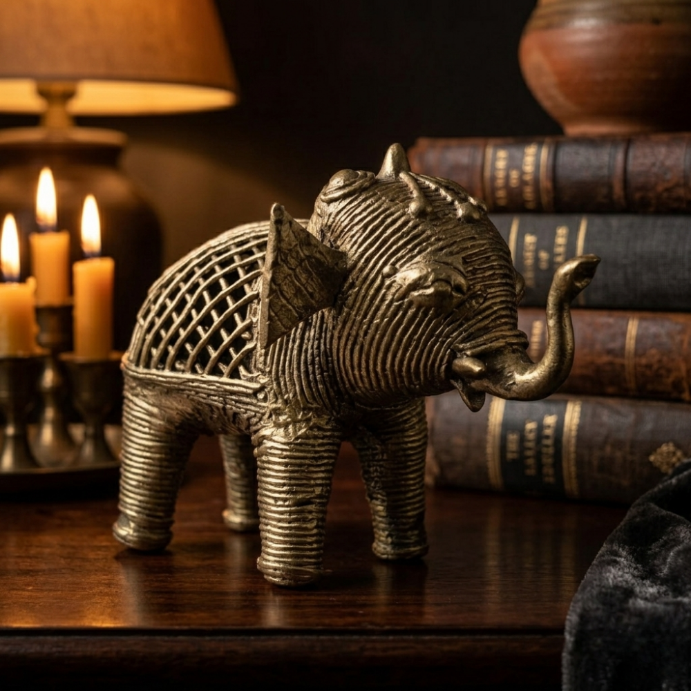 Dhokra Metal Elephant Statue
