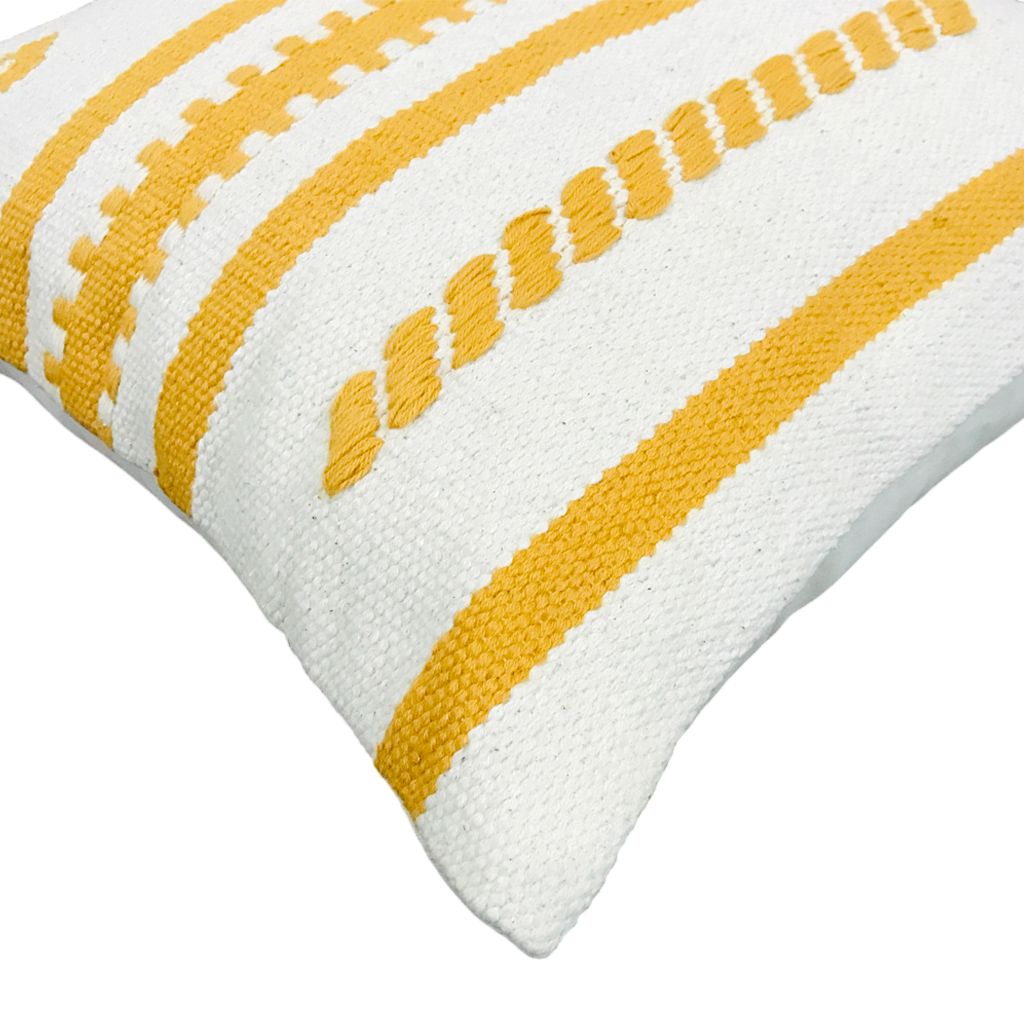 DivineHandicrafts Handcrafted Pure Yellow Family Cotton Cushion Covers-Set of 4