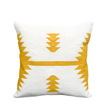DivineHandicrafts Handcrafted Pure Yellow Family Cotton Cushion Covers-Set of 4