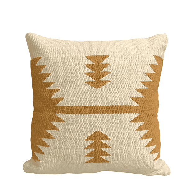 Decorative pillow with geometric pattern on a white background