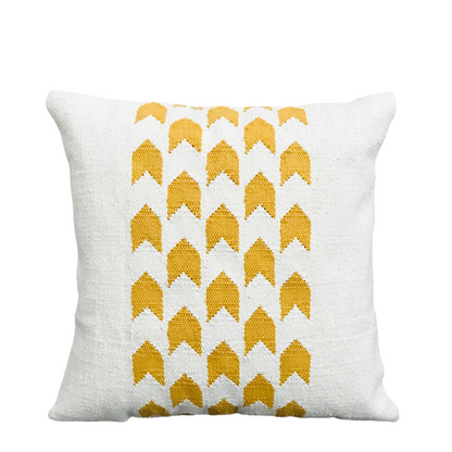 DivineHandicrafts Handcrafted Pure Yellow Family Cotton Cushion Covers-Set of 4