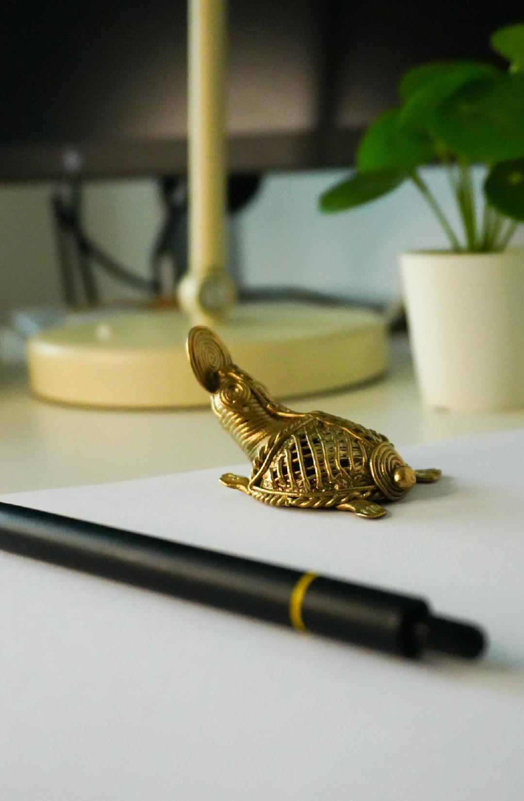 Brass turtle desk ornament