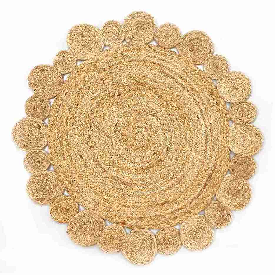 Flower Designed Jute Rug
