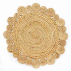 Cosmos Flower Design Round Braided Jute Rug