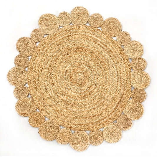 Flower Designed Jute Rug
