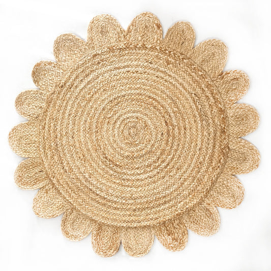 Round Flower Jute Rug
