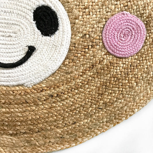 DivineHandicrafts Cute Natural Reindeer Designed Kids Handwoven Boho Area Rug for Nursery Bedroom Living Area