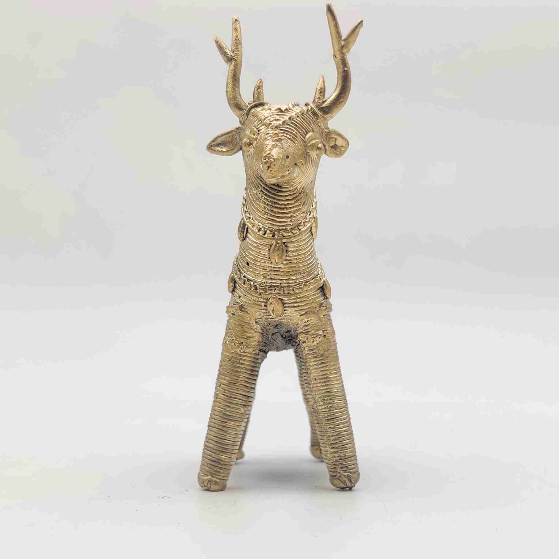 Divine Handicrafts deer1 image – handmade brass deer figurine in Dhokra style