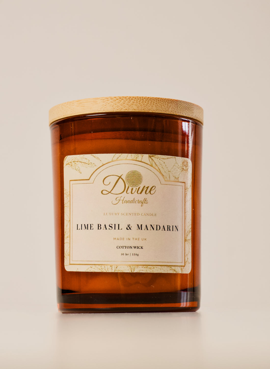 Lime, Basil and Mandarin Coconut Wax Candle. Hand poured, vegan and cruelty free!