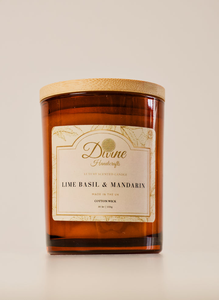 Lime, Basil and Mandarin Coconut Wax Candle. Hand poured, vegan and cruelty free!