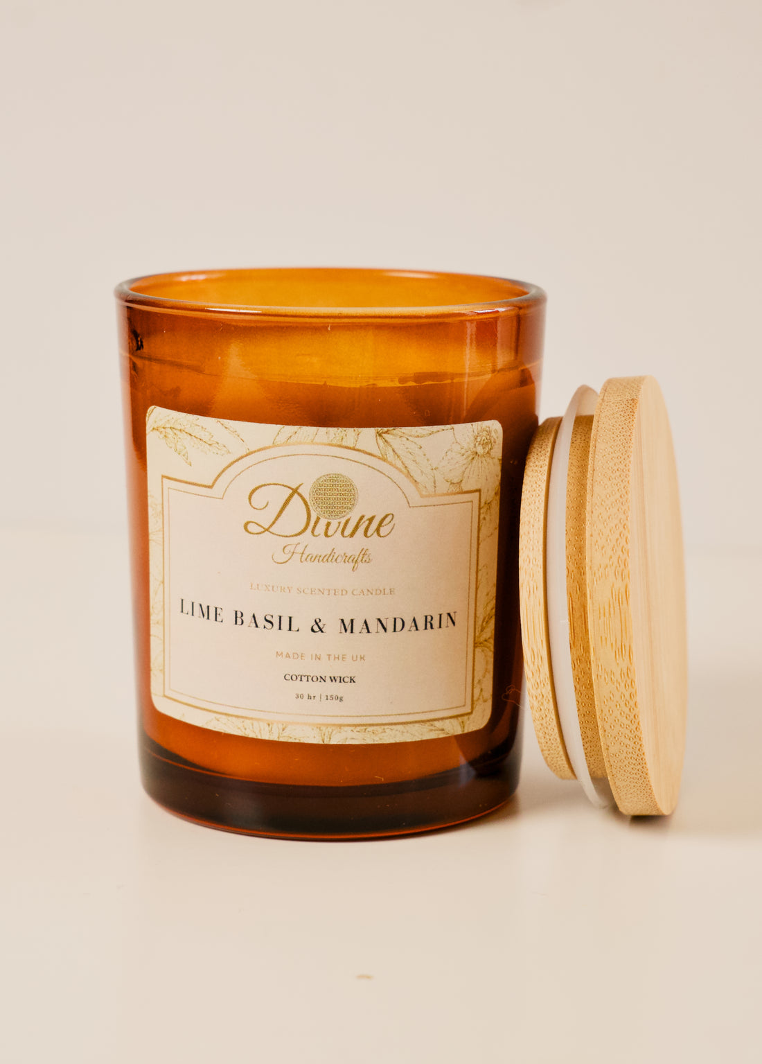Lime, Basil and Mandarin Coconut Wax Candle. Hand poured, vegan and cruelty free!