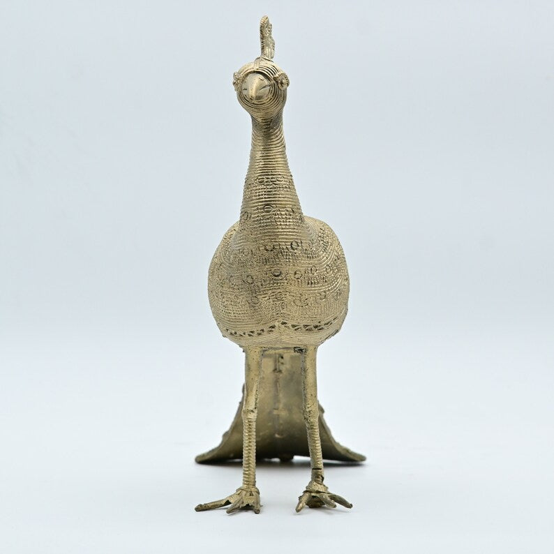 Handmade Metal Peacock Statue Vintage Decorative Gift Bird Art Sculpture