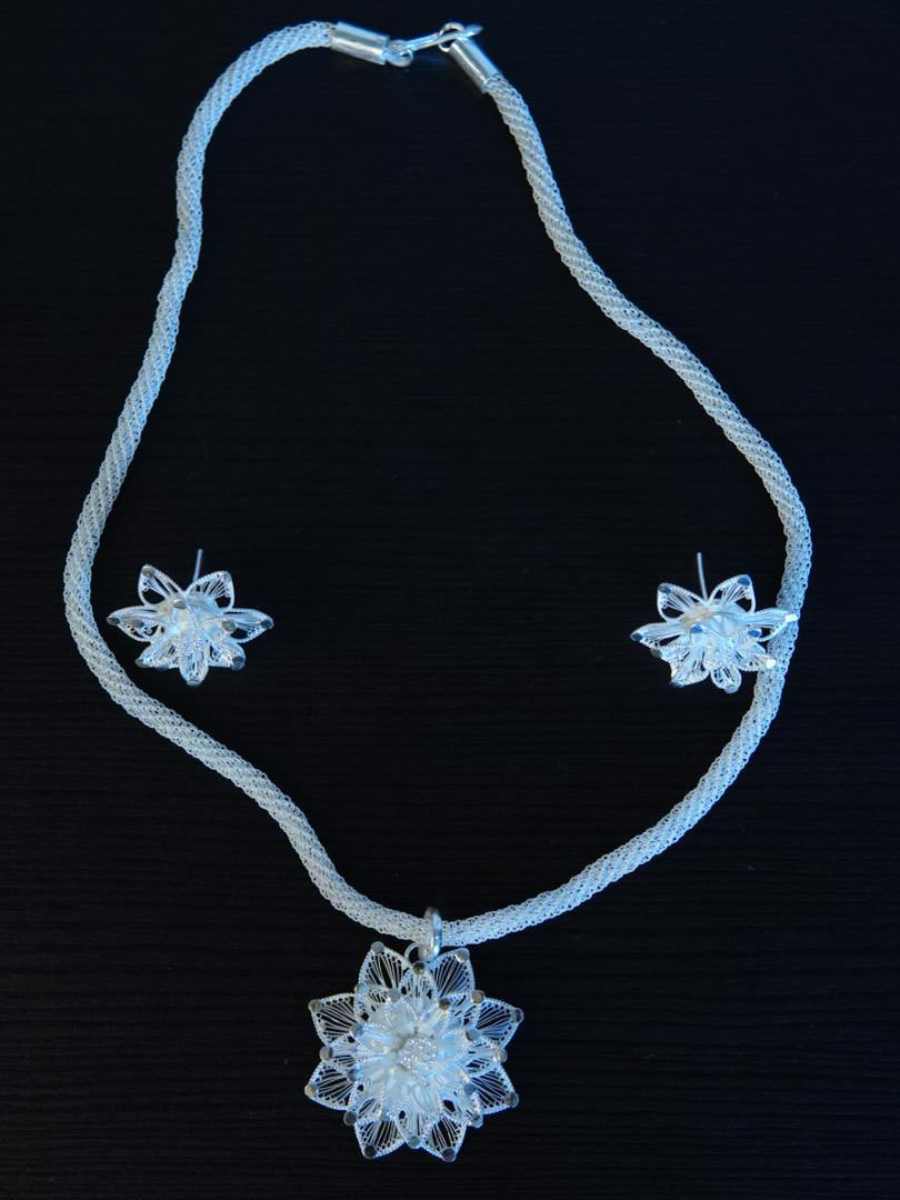 Silver Necklace with Earrings